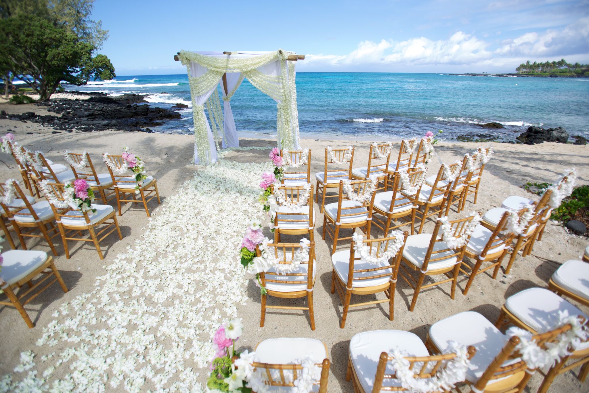 Kukio Beach Club Wedding Ceremony Vintage Lace Kona Hawaii